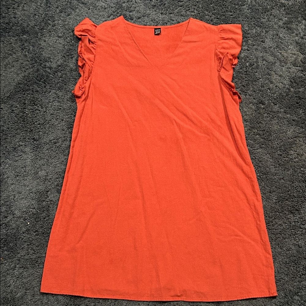 SHEIN Vibrant Orange Ruffle Sleeve Dress